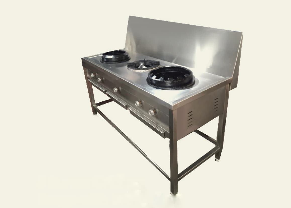 3 Burner Chinese Range with backsplash